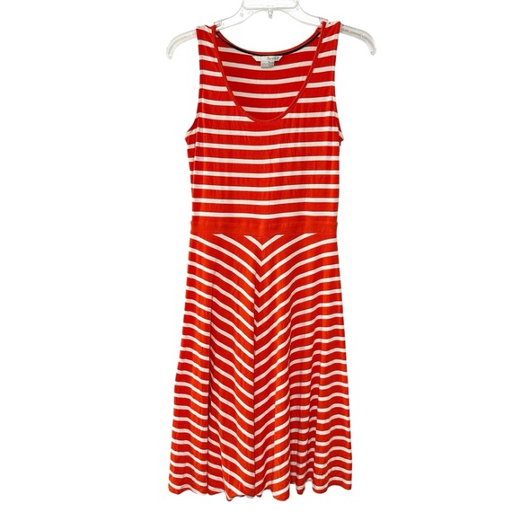 Boden Erin Orange Ivory Jersey Striped Tank Sundress Fit & Flare Dress 8R - Picture 2 of 9